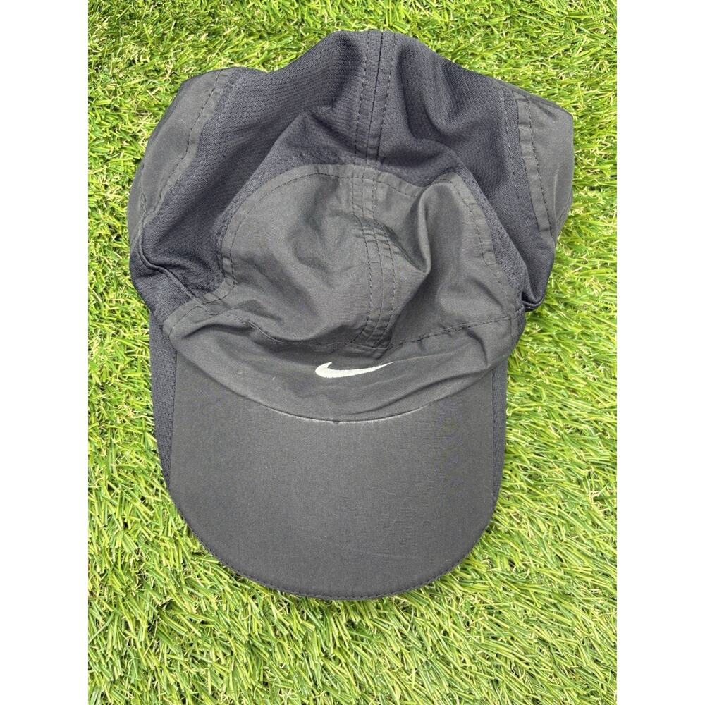 Nike Dri-Fit Black Running Hat Cap Lightweight Breathable Reflective Adjustable